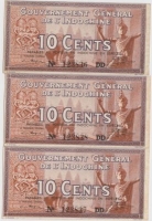 GĐD 19/ 3 tờ 10 cents UNC chữ ký 3 liền số